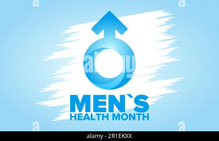 National Men's Health Month im Juni. Gesundheitserziehungsprogramm. Wird jährlich in den USA gefeiert. Medizinisches Konzept. Pflege und Gesundheit. Vektorposter Stock Vektor