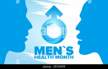 National Men's Health Month im Juni. Gesundheitserziehungsprogramm. Wird jährlich in den USA gefeiert. Medizinisches Konzept. Pflege und Gesundheit. Vektorposter Stock Vektor