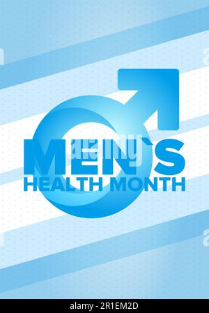 National Men's Health Month im Juni. Gesundheitserziehungsprogramm. Wird jährlich in den USA gefeiert. Medizinisches Konzept. Pflege und Gesundheit. Vektorposter Stock Vektor
