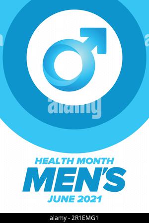 National Men's Health Month im Juni. Gesundheitserziehungsprogramm. Wird jährlich in den USA gefeiert. Medizinisches Konzept. Pflege und Gesundheit. Vektorposter Stock Vektor