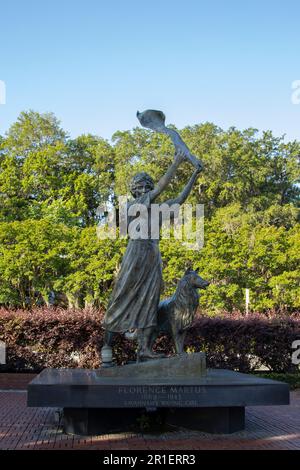 Die Waving Girl Statue, Savannah, GA Stockfoto