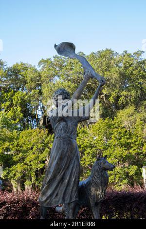Die Waving Girl Statue, Savannah, GA Stockfoto