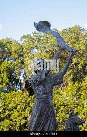 Savannahs winkende Mädchenstatue, Savannah, GA Stockfoto