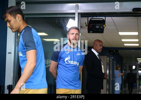 Sankt Petersburg, Russland. 13. Mai 2023. Ivan Sergeev (Nr. 33) von Zenit, gesehen während des Fußballspiels der russischen Premier League zwischen Zenit St. Petersburg und Krasnodar in der Gazprom Arena. Das Team des FC Zenit gewann gegen Krasnodar mit einem Endstand von 2:2. Zenit St. Petersburg bleibt an der Spitze der russischen Premier League. Kredit: SOPA Images Limited/Alamy Live News Stockfoto