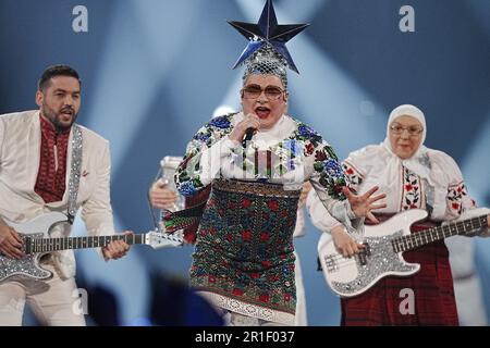 Verka Serduchka während des Grand Finales des Eurovision Song Contest in der M&S Bank Arena in Liverpool. Foto: Samstag, 13. Mai 2023. Stockfoto