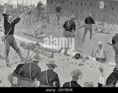 The Storming of San Juan - The Head of the Charge - Santiago de Cuba, 1. Juli 1898 - Spanischer amerikanischer Krieg Stockfoto