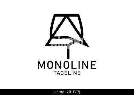 Logo und Baum aus Weinglas. Vektordarstellung, Symbol, Logo-Design. Einfache Konstruktion bearbeitbar. Stock Vektor