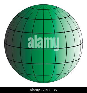 Globus 3D Erdgitter, der Effekt der Sonnenbeleuchtung, Vektorplanet, Modell der Erde Stock Vektor