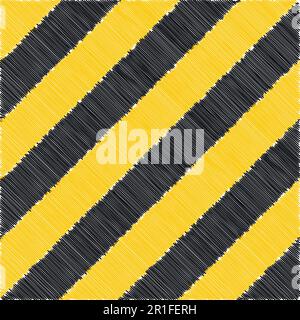 Orangefarbenes Banner Hintergrund handgezeichnet, Vektorstreifen Sicherheitshintergrund, Warnung Warnung Baustreifen Symbol, Gefahr Borde Stock Vektor