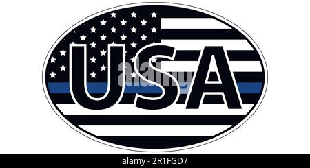 Polizeiflagge Aufkleber blau gestreift symbolisch Stock Vektor