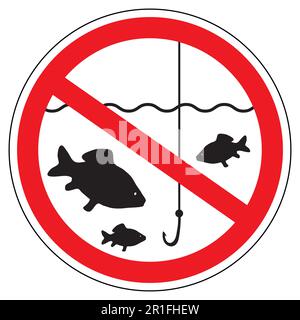 unterzeichnen Sie die Laichzeit, Fischen ist verboten, Fischen nicht erlaubt Stock Vektor