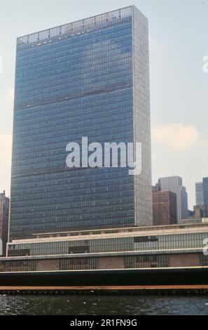 Das Gebäude der Vereinten Nationen in New York, ca. Ende 1960er Stockfoto