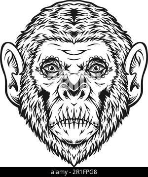 Dia de los muertos Sugar Monkey Head Logo Illustrationen Silhouette Vektorabbildungen für Ihre Arbeit Logo, Merchandise-T-Shirt, Aufkleber und Label de Stock Vektor