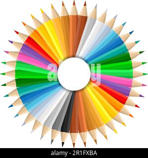 Kreis aus farbigen Bleistiften, Abbildung Vektor EPS10 Stock Vektor