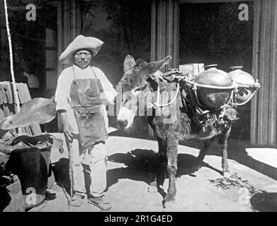 Archivfoto: Wasserhändler in Oaxaca Mexiko ca. 1910er Stockfoto