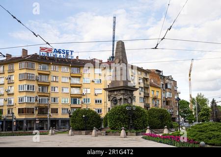 Sofia, Bulgarien. Mai 2023. Blick auf das Vassil Levski-Denkmal im Stadtzentrum Stockfoto