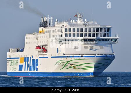 Der neue PETER PAN von TT-Line trifft in Travemünde ein Stockfoto