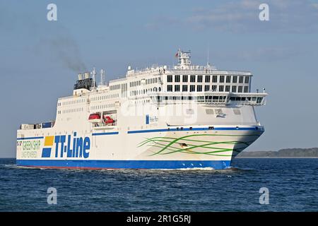 Der neue PETER PAN von TT-Line trifft in Travemünde ein Stockfoto