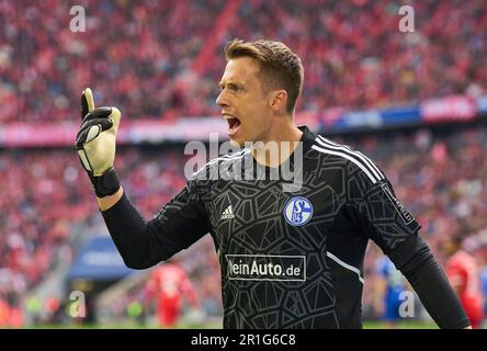 München, Deutschland. 13. Mai 2023. Alexander Schwolow, Schalke 13 im Spiel FC BAYERN MÜNCHEN - FC SCHALKE 04 6-0 1. Deutsche Fußballliga am 13. Mai 2023 in München. Saison 2022/2023, Spieltag 32, 1. Bundesliga, FCB, München, 32.Spieltag. © Peter Schatz / Alamy Live News - die DFL-VORSCHRIFTEN VERBIETEN DIE VERWENDUNG VON FOTOS als BILDSEQUENZEN und/oder QUASI-VIDEO - Kredit: Peter Schatz/Alamy Live News Stockfoto