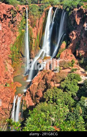 Ouzoud Wasserfälle in der Nähe von Grand Atlas Dorf von Tanaghmeilt, Marokko Stockfoto