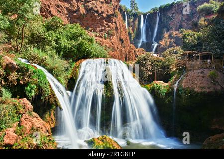 Ouzoud Wasserfälle in der Nähe von Grand Atlas Dorf von Tanaghmeilt, Marokko Stockfoto