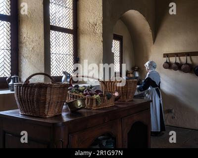 Das Innere des Hospices de Beaune. Museum und Installationen. Burgund, Frankreich Stockfoto