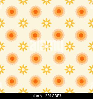 Einfaches Blumenmuster im Retro-Stil. Handgezeichnete Vektordarstellung. Stock Vektor