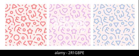 Lustige farbenfrohe, nahtlose Musterkollektion. Stock Vektor