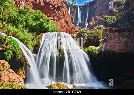 Ouzoud Wasserfälle in der Nähe von Grand Atlas Dorf von Tanaghmeilt, Marokko Stockfoto
