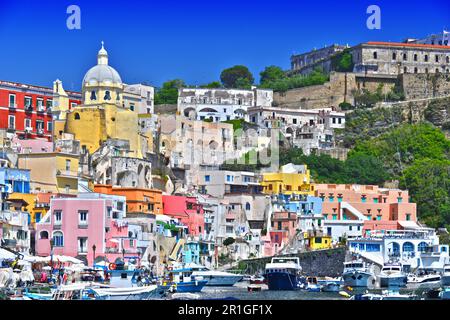 Architektur der Insel Procida eine Komune der Metropolstadt Neapel, Kampanien, Italien Stockfoto