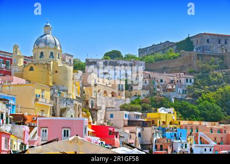 Architektur der Insel Procida eine Komune der Metropolstadt Neapel, Kampanien, Italien Stockfoto