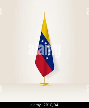 Venezuela Flagge auf einem Flaggenstand. Vektordarstellung. Stock Vektor
