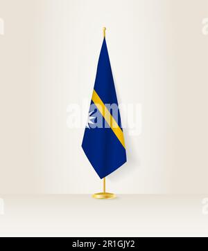 Nauru-Flagge auf einem Flaggenstand. Vektordarstellung. Stock Vektor