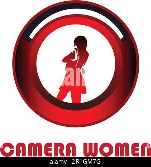 Halten Sie das Wesen Ihres Fotogeschäfts mit dieser beeindruckenden Logo-Vorlage für Camera Women Photography fest. Mit einem wunderschönen Silhouett Stock Vektor