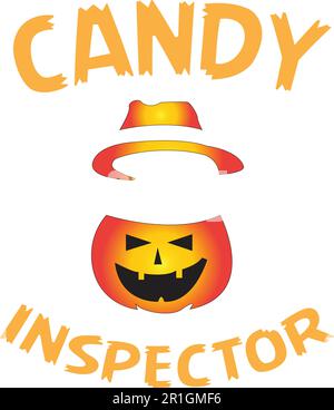 Das „Candy Inspector“-T-Shirt-Design ist eine reizende und verspielte Vektordatei, die die Freude und Begeisterung der Inspektion von Süßigkeiten während Hallowe einfängt Stock Vektor