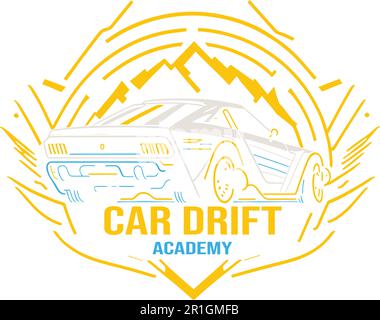 Die Car Drift Academy Logo Template ist ein modernes und dynamisches Design, das sich für eine Autodriftschule oder -Akademie eignet. Das Logo verfügt über einen schlanken und stylischen Stil Stock Vektor