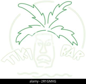 Suchen Sie ein Logo für Ihre Tiki-Bar, Ihren Nachtclub oder Ihr Strandrestaurant? Diese Tiki Bar-Logo-Vorlage ist perfekt für Sie! Die Schablone enthält eine lustige A Stock Vektor