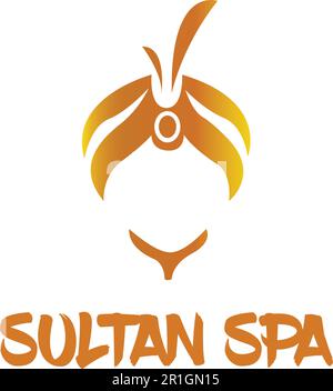 Die Sultan Spa Logo-Vorlage ist ein raffiniertes und elegantes Design, das das Wesen von Luxus und Entspannung widerspiegelt. Stock Vektor