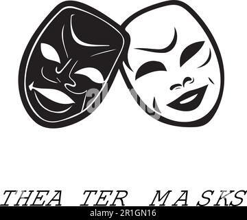 Theatre Masks Logo Template ist eine Vektordatei, in der die berühmten Theatermasken der Komödie und Tragödie dargestellt sind. Diese Vorlage eignet sich perfekt für alle Theater-CO Stock Vektor