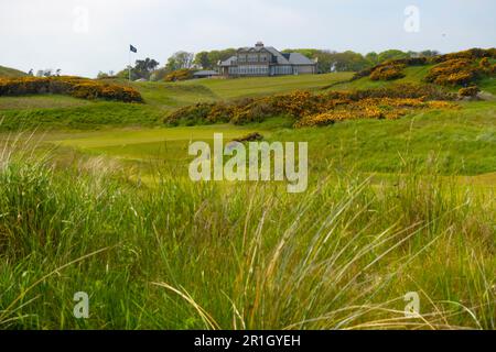 Blick auf den Golfplatz Kingsbarns Golf Links in Kingsbarns, Fife, Schottland, Großbritannien Stockfoto