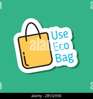 Eco Bag Color Vector Eco Sticker verwenden Stock Vektor