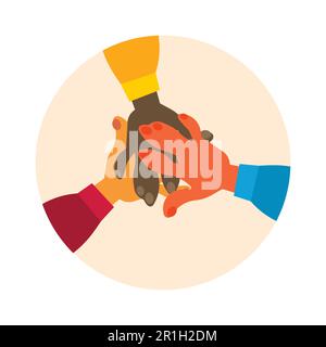 Hand of People Teamwork Konzept flache Vektordarstellung Stock Vektor