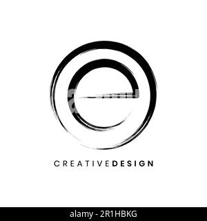 Abstrakter Schriftzug mit Pinselstrich E-Logo-Design-Vektor Stock Vektor