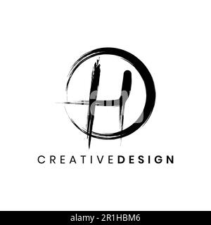 Kreativer, luxuriöser Vektor im abstrakten H-Logo-Design mit Pinselstrich Stock Vektor