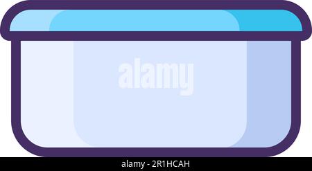 PVC-Kunststoffbehälter mit Deckel. Recycling von Kunststoffproduktions- und Verpackungsabfällen. Flaches Symbol in Strich, Element für Infografik-Design. Einfacher Wagen Stock Vektor