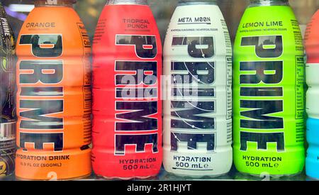 Prime Hydration Energy Drink von Logan Paul & KSI Drink Flavors Stockfoto