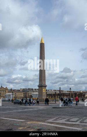 Luxor Obelisk in Paris, Frankreich. 25. März 2023. Stockfoto