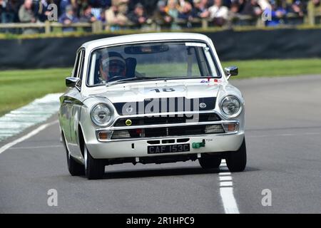 Kyle Tilley, Nicolas Minassian, Ford Lotus Cortina Mk1, Jim Clark Trophy, ein 45-minütiges Rennen mit zwei Fahrern, nur für den legendären Rennwagen des M. Stockfoto