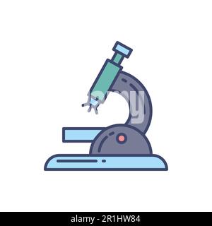 Mikroskop-bezogenes Vektorliniensymbol. Isoliert auf weißem Hintergrund. Vektordarstellung. Bearbeitbare Kontur Stock Vektor