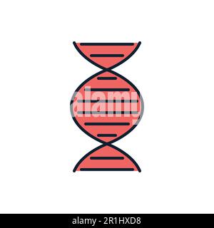 Symbol für DNA-bezogene Vektorlinie. Lineares DNA-Helix-Symbol. Desoxyribonucleinstruktur, Nukleinsäurestruktur. Chromosom. Molekularbiologie. Genetischer Code. Isoliert o Stock Vektor